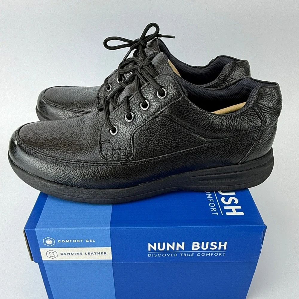 Nunn Bush Cam Oxford Dress Shoes Mens 11 M Black Tumbled Leather Comfort Gel NIB